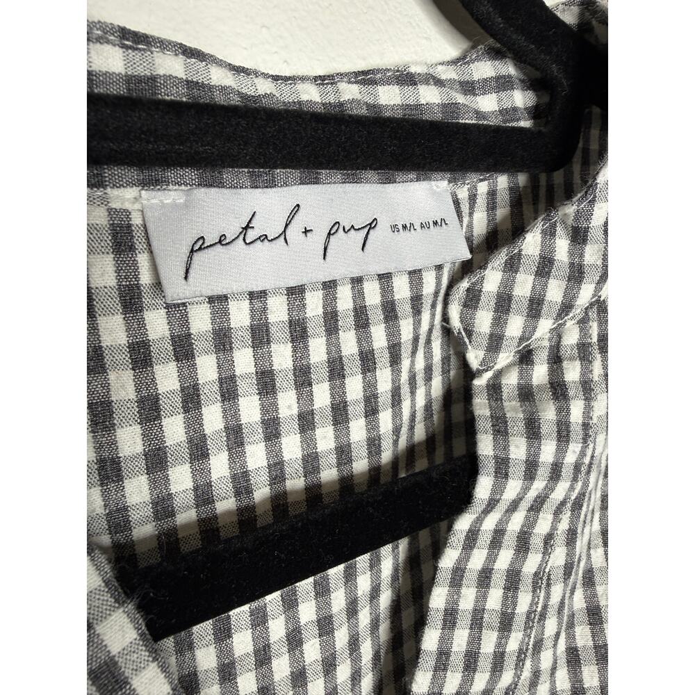 Petal & Pup Gingham Babydoll Dress Prairie Cottagecore Black White M - Picture 3 of 7